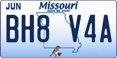 MO license plate BH8V4A