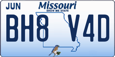 MO license plate BH8V4D