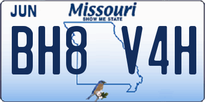 MO license plate BH8V4H