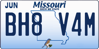 MO license plate BH8V4M