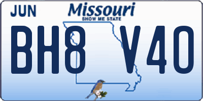 MO license plate BH8V4O