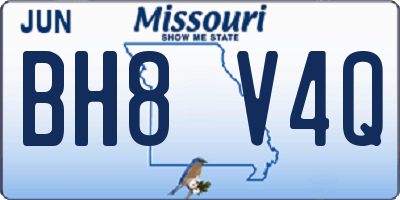 MO license plate BH8V4Q
