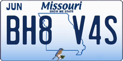 MO license plate BH8V4S