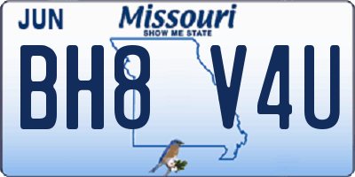 MO license plate BH8V4U