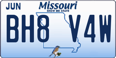 MO license plate BH8V4W