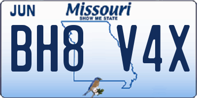MO license plate BH8V4X