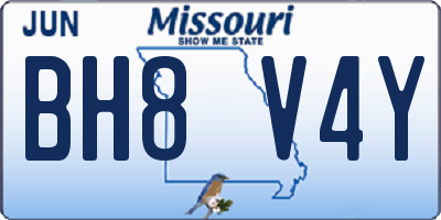 MO license plate BH8V4Y
