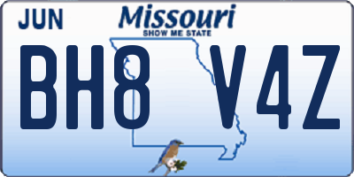 MO license plate BH8V4Z