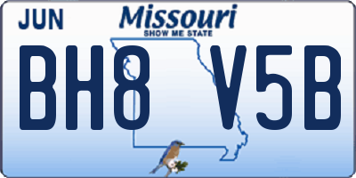 MO license plate BH8V5B