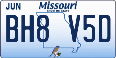 MO license plate BH8V5D