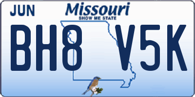 MO license plate BH8V5K