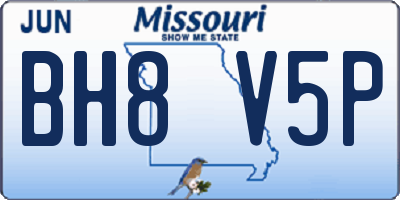 MO license plate BH8V5P