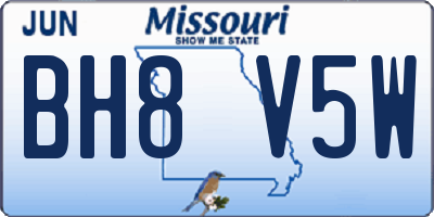 MO license plate BH8V5W