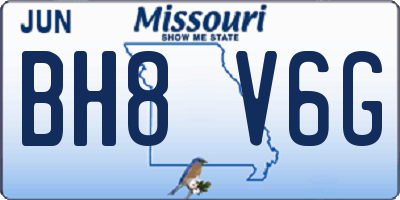 MO license plate BH8V6G