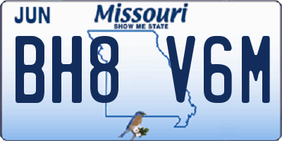 MO license plate BH8V6M