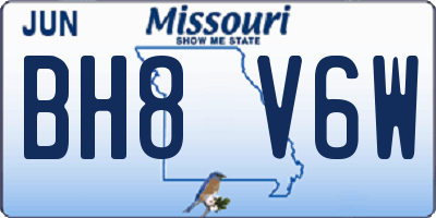 MO license plate BH8V6W