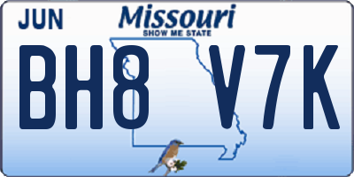 MO license plate BH8V7K