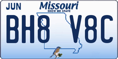 MO license plate BH8V8C