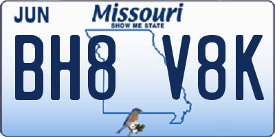 MO license plate BH8V8K