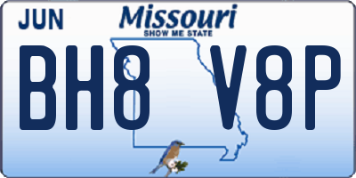 MO license plate BH8V8P