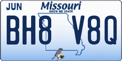 MO license plate BH8V8Q