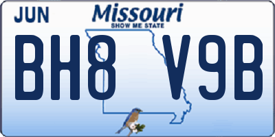 MO license plate BH8V9B