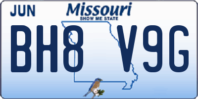 MO license plate BH8V9G
