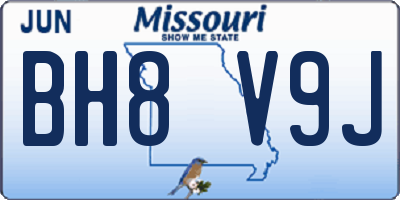 MO license plate BH8V9J
