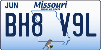 MO license plate BH8V9L