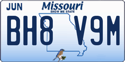 MO license plate BH8V9M