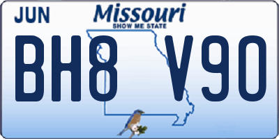MO license plate BH8V9O