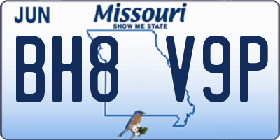 MO license plate BH8V9P