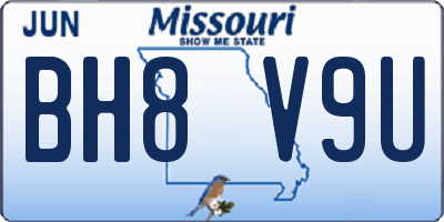 MO license plate BH8V9U