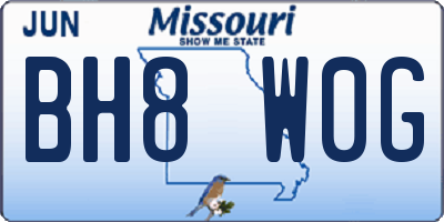 MO license plate BH8W0G