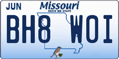 MO license plate BH8W0I
