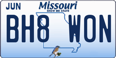 MO license plate BH8W0N