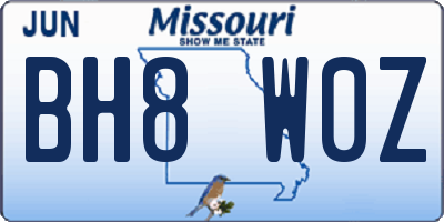MO license plate BH8W0Z