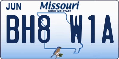 MO license plate BH8W1A