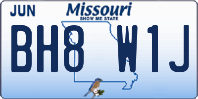 MO license plate BH8W1J
