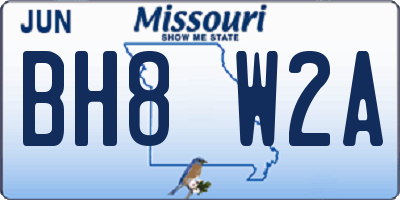 MO license plate BH8W2A