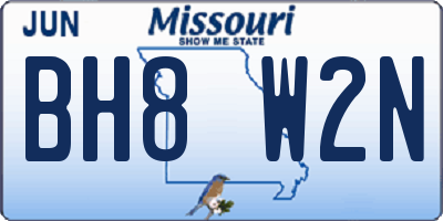 MO license plate BH8W2N