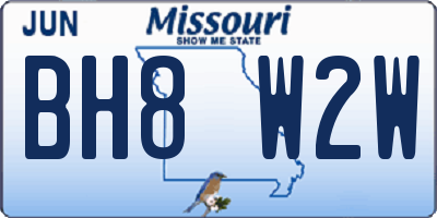 MO license plate BH8W2W