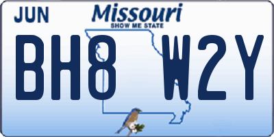 MO license plate BH8W2Y
