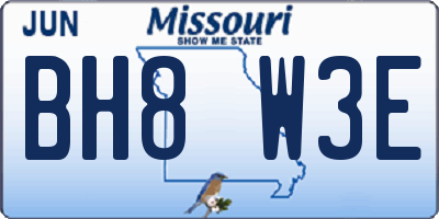MO license plate BH8W3E