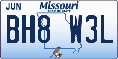 MO license plate BH8W3L