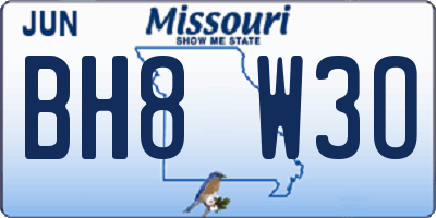 MO license plate BH8W3O