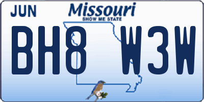 MO license plate BH8W3W