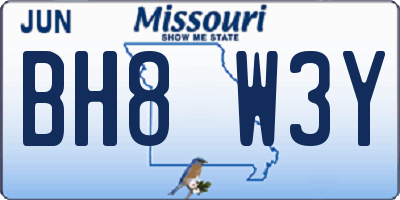 MO license plate BH8W3Y