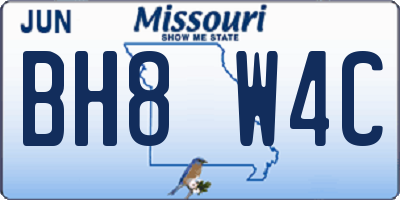 MO license plate BH8W4C