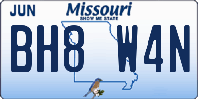 MO license plate BH8W4N